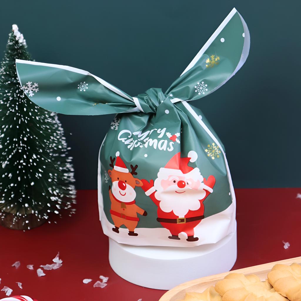 ถุงของขวัญโบว์หูกระต่าย ลายคริสต์มาส 01  ขนาด 6 x 13.5 x 23 ซม.