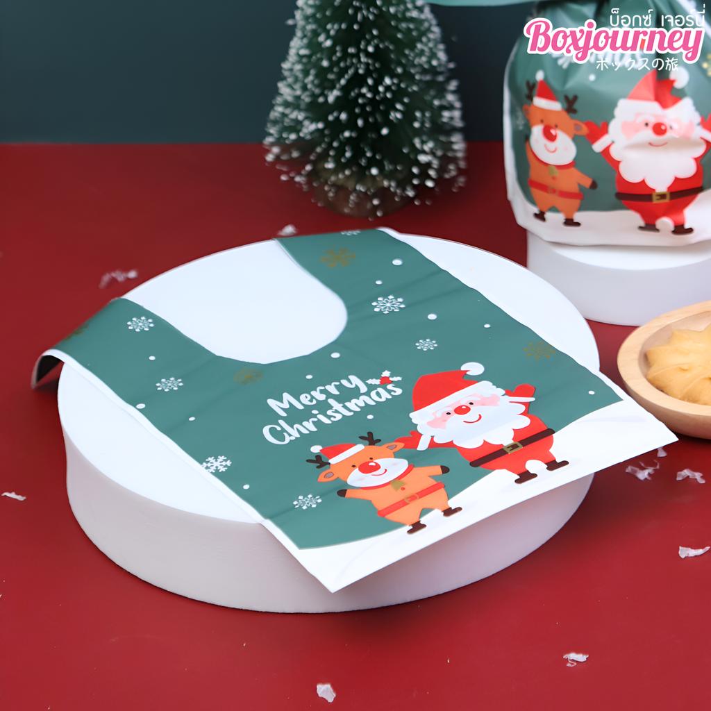 ถุงของขวัญโบว์หูกระต่าย ลายคริสต์มาส 01  ขนาด 6 x 13.5 x 23 ซม.