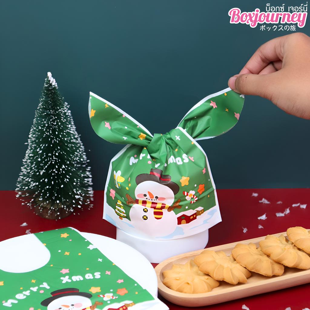ถุงของขวัญโบว์หูกระต่าย ลายคริสต์มาส 02 ขนาด 6 x 13.5 x 23 ซม.