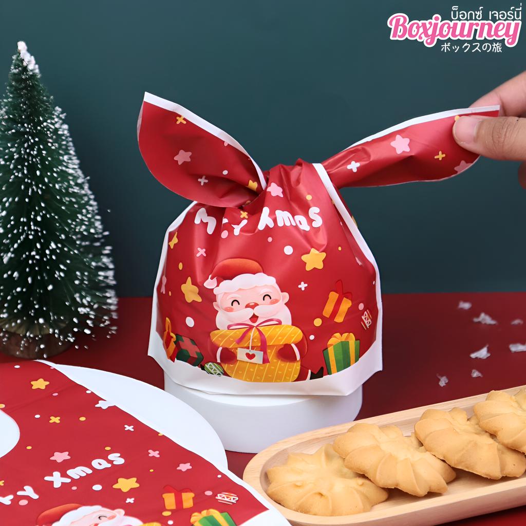 ถุงของขวัญโบว์หูกระต่าย ลายคริสต์มาส 03 ขนาด 6 x 13.5 x 23 ซม.