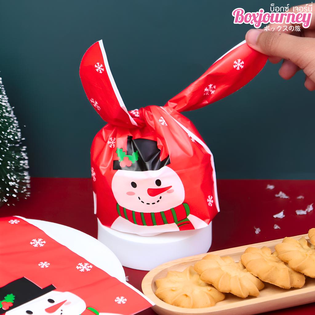 ถุงของขวัญโบว์หูกระต่าย ลายคริสต์มาส 04 ขนาด 6 x 13.5 x 23 ซม.
