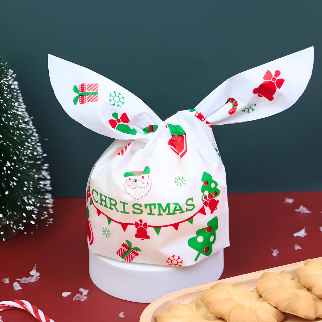 ถุงของขวัญโบว์หูกระต่าย ลายคริสต์มาส 08 ขนาด 6 x 13.5 x 23 ซม.