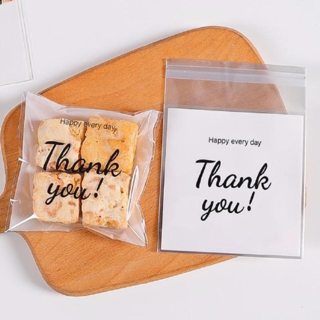 ถุงคุกกี้ปากกาว ลาย Thank you 01 ขนาด 7x7ซม.