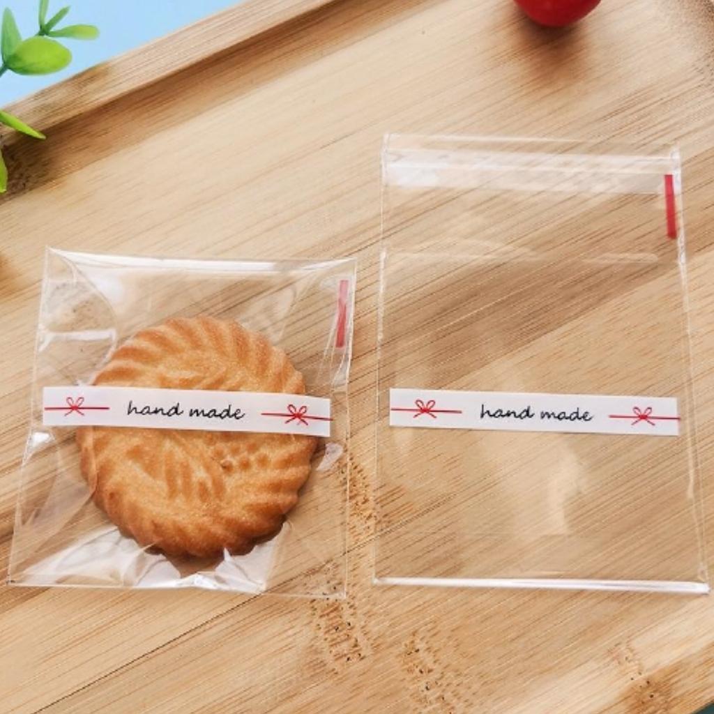 ถุงคุกกี้ปากกาว ลาย Hand made ขนาด 7x7 ซม.