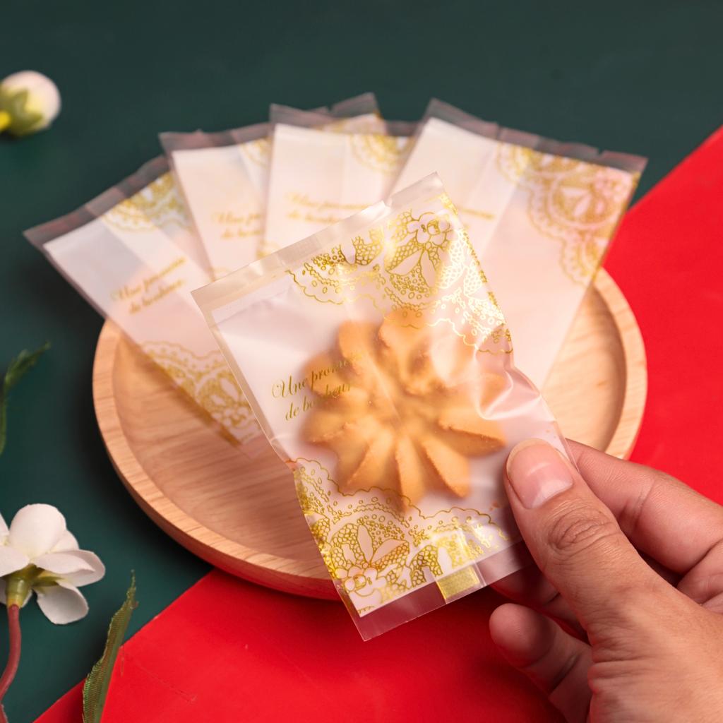 ถุงซีลคุกกี้ ลาย Gloden vintage ขนาด 7x10 ซม.