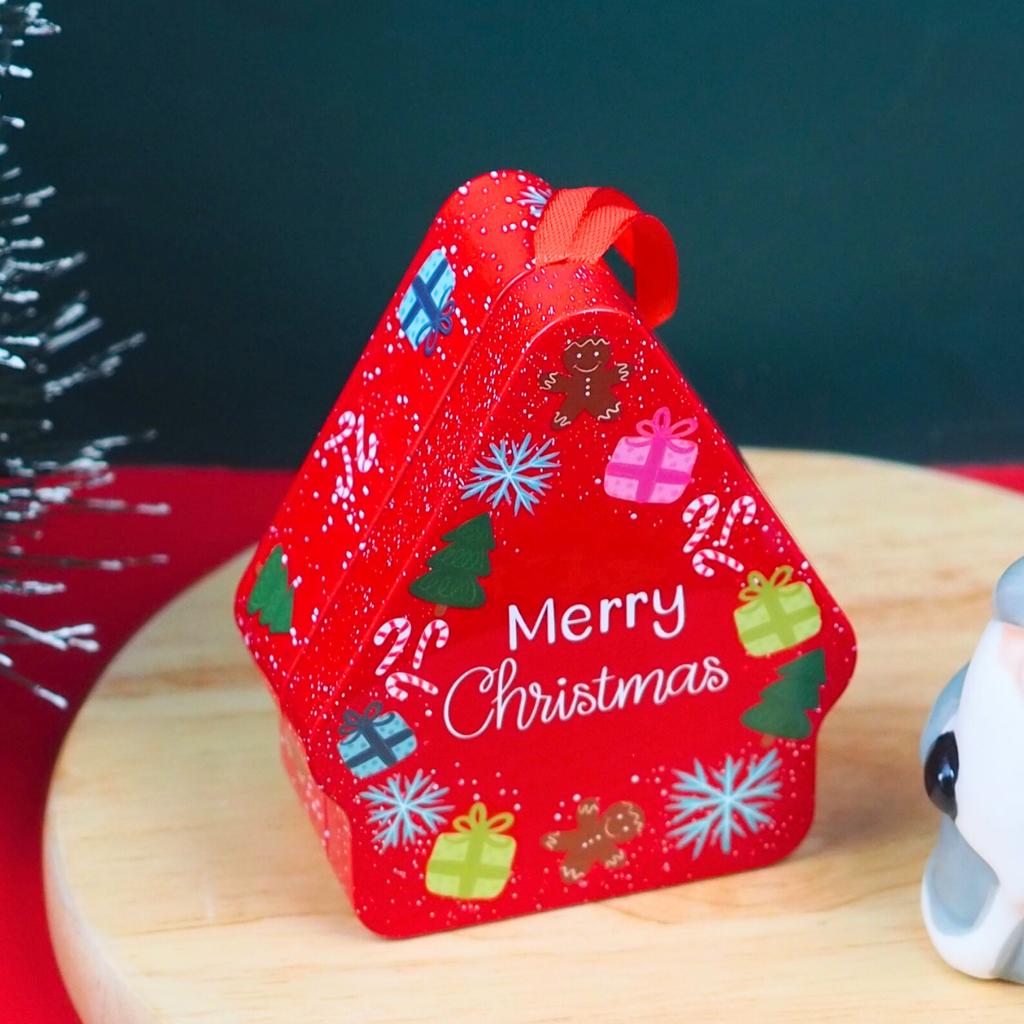 กล่องเหล็กใส่ขนม ลายคริสต์มาส 02 ขนาด 8.5 x 4 x 10.5 ซม.