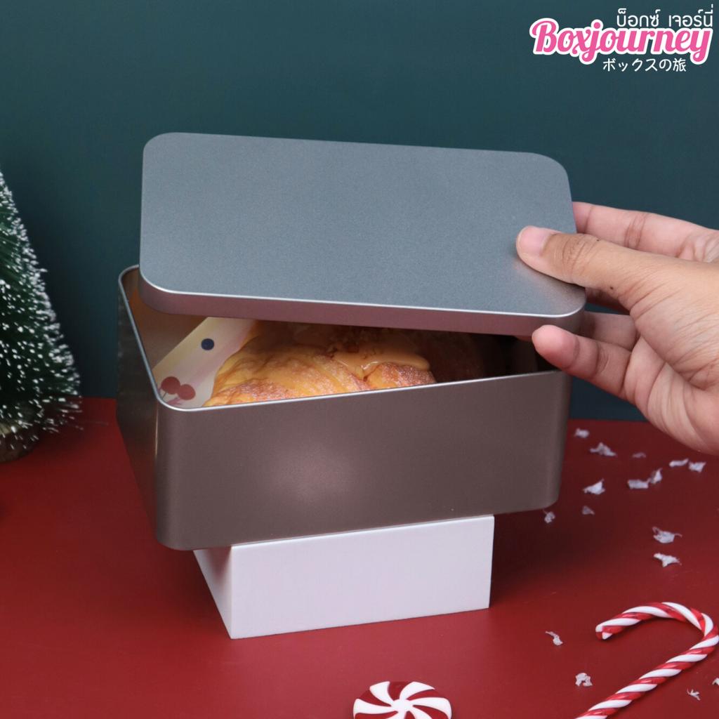 กล่องเหล็กใส่ขนม ลาย Natural ขนาด 16 x 10 x 6.5 ซม.