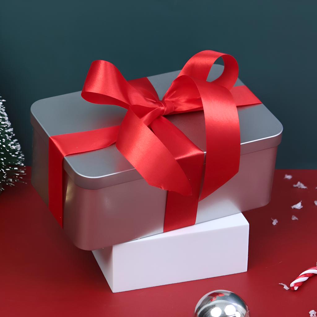 กล่องเหล็กใส่ขนม ลาย Natural ขนาด 16 x 10 x 6.5 ซม.