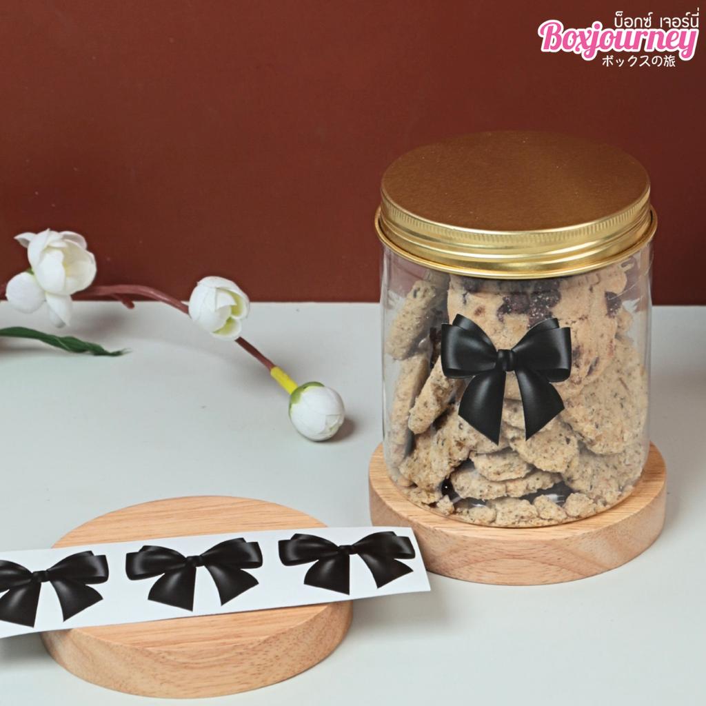 สติกเกอร์รูปโบว์ สีดำ ขนาด 4.3x4 ซม. (48 ดวง)