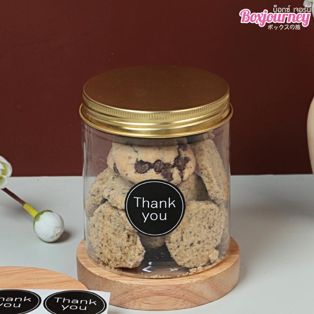 สติกเกอร์วงกลม Thank You สีขาวดำ ขนาด 3.5 ซม. (78 ดวง)