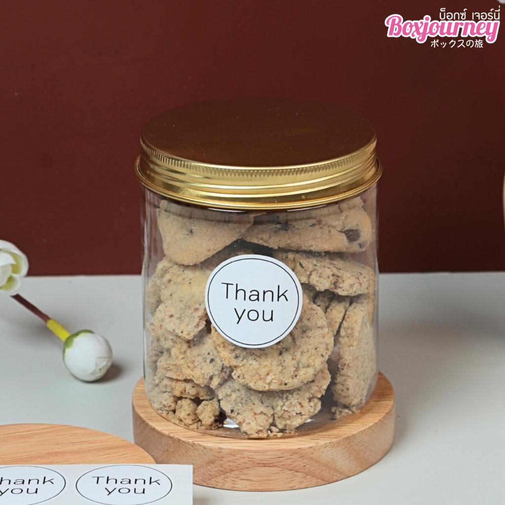 สติกเกอร์วงกลม Thank You สีขาวดำ ขนาด 3.5 ซม. (78 ดวง)