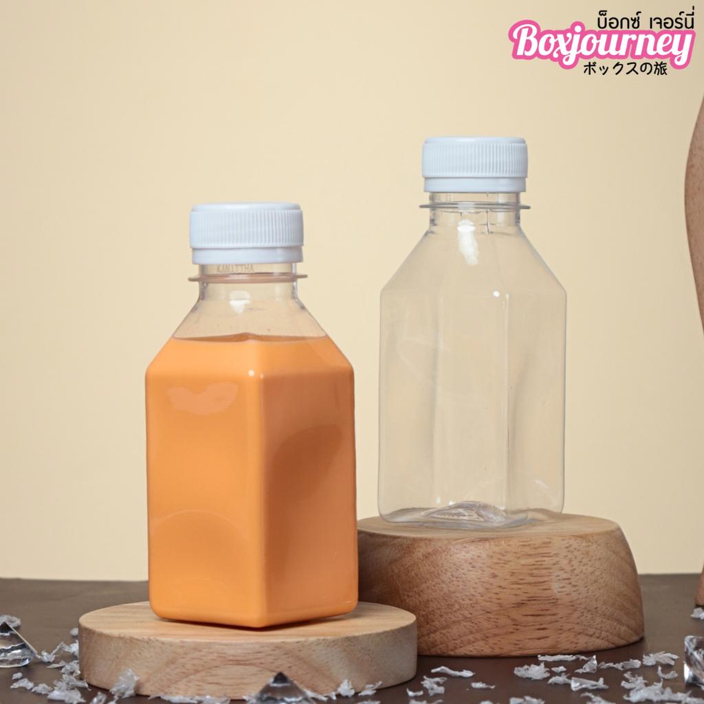 ขวดพลาสติก PET 150 cc. ทรงเหลี่ยมเรียบ  ปาก 30มม.ฝาขาว