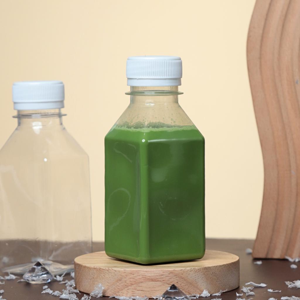 ขวดพลาสติก PET 150 cc. ทรงเหลี่ยมเรียบ  ปาก 30มม.ฝาขาว