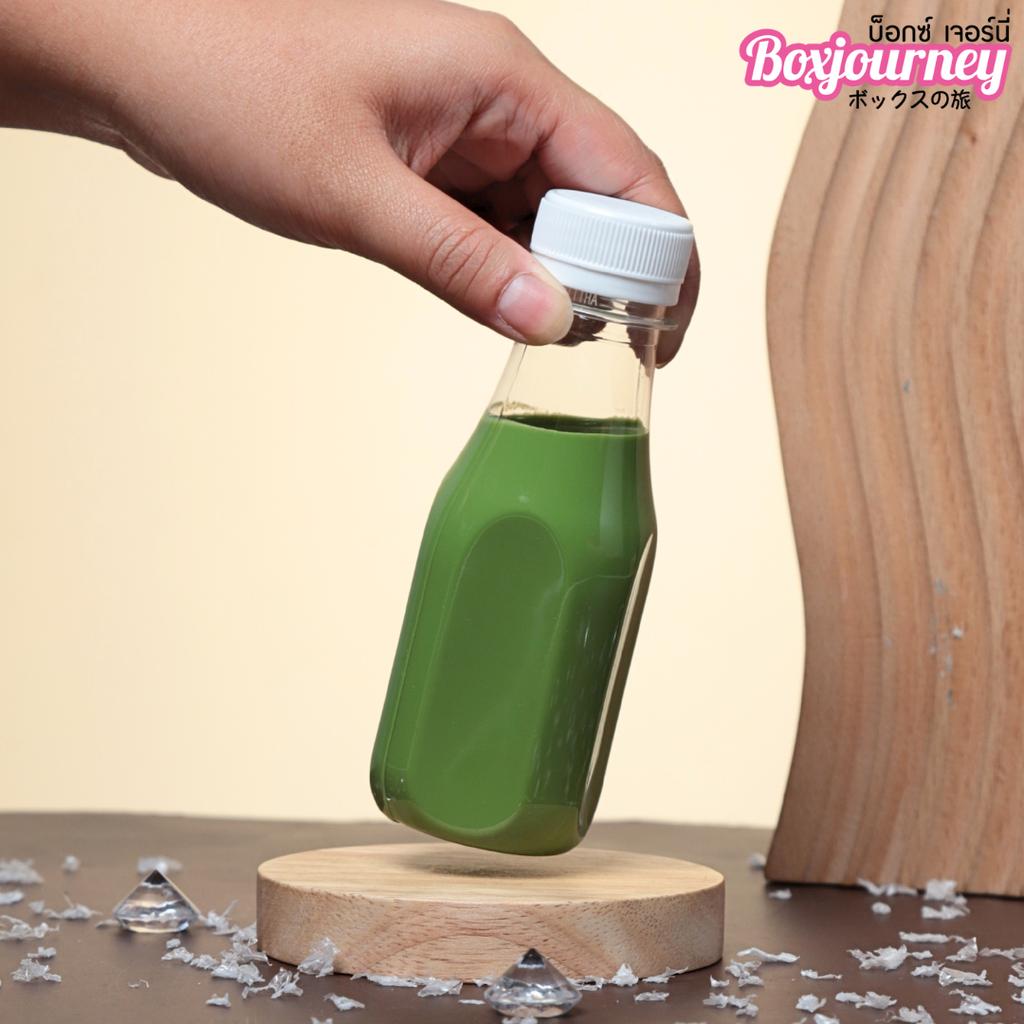 ขวดพลาสติก PET 150 cc. ทรงเหลี่ยมมน  ปาก 30มม.ฝาขาว