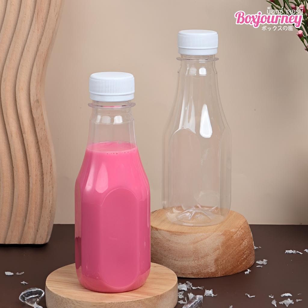 ขวดพลาสติก PET 220 cc. ทรงเหลี่ยมมน  ปาก 30มม.ฝาขาว