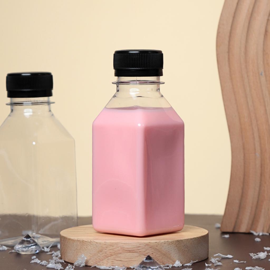 ขวดพลาสติก PET 150 cc. ทรงเหลี่ยมเรียบ  ปาก 30มม.ฝาดำ