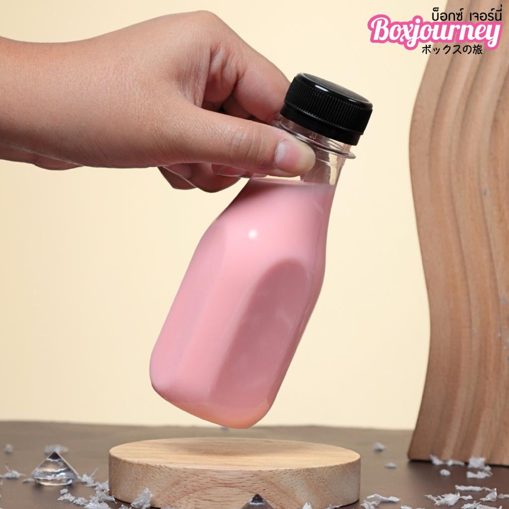 ขวดพลาสติก PET 150 cc. ทรงเหลี่ยมมน  ปาก 30มม.ฝาดำ