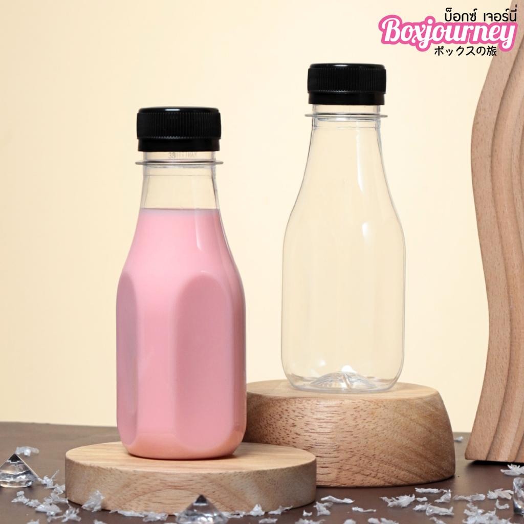 ขวดพลาสติก PET 150 cc. ทรงเหลี่ยมมน  ปาก 30มม.ฝาดำ