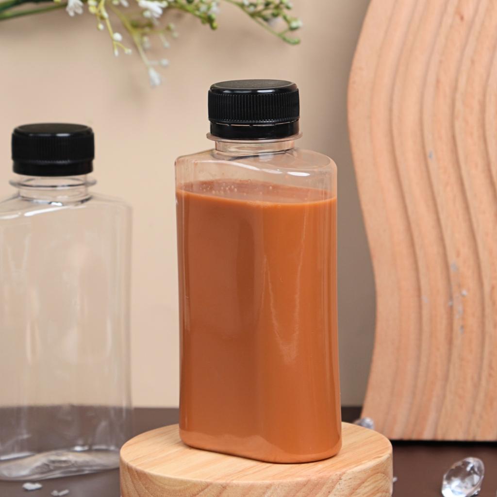 PET Bottle 200cc. Mirin Shape Mouth 30 (Black Cap)