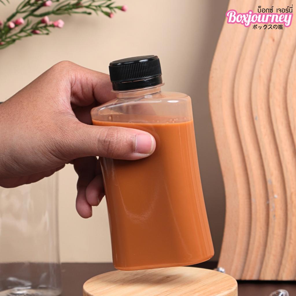 PET Bottle 200cc. Mirin Shape Mouth 30 (Black Cap)