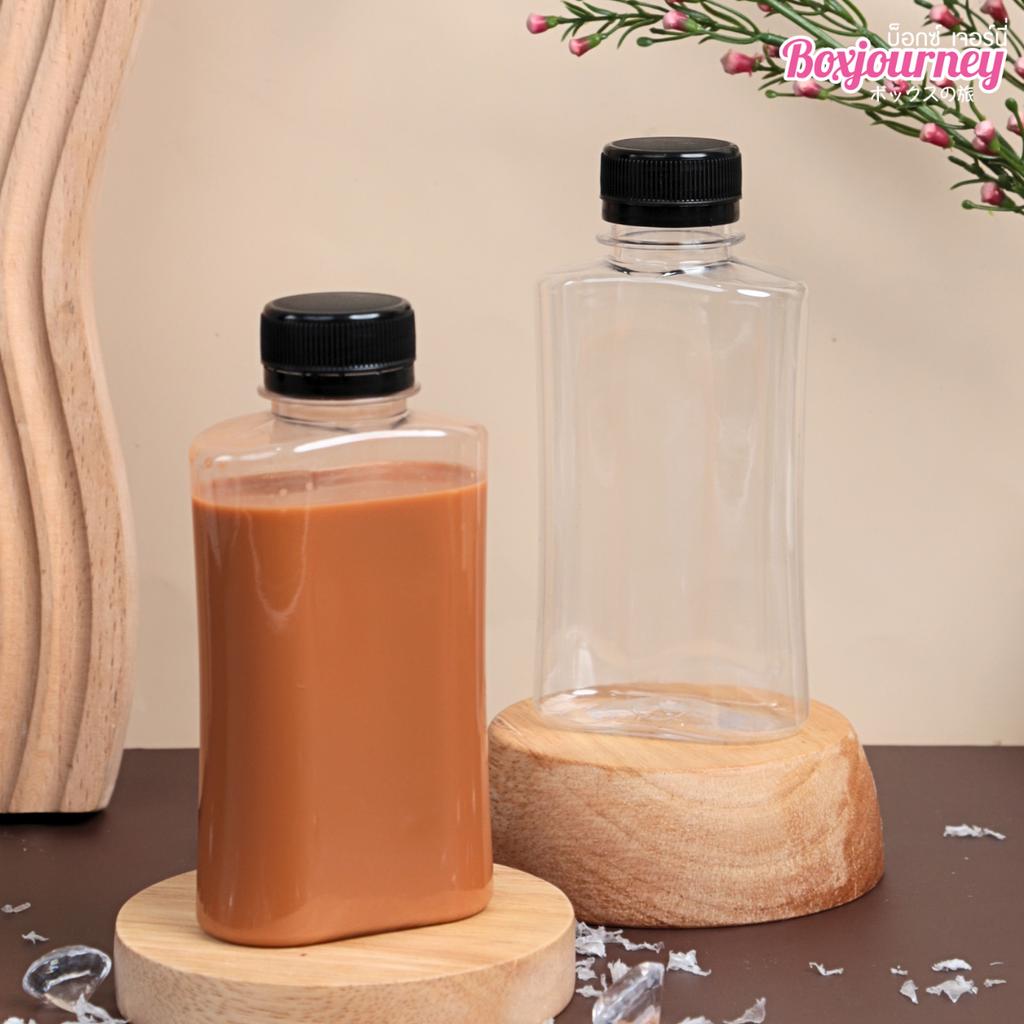 PET Bottle 200cc. Mirin Shape Mouth 30 (Black Cap)