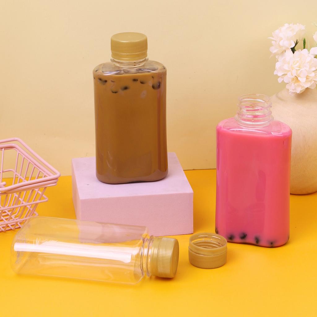 ขวดพลาสติก PET 200 cc. ทรงมิริน  ปาก 30มม.ฝาทอง