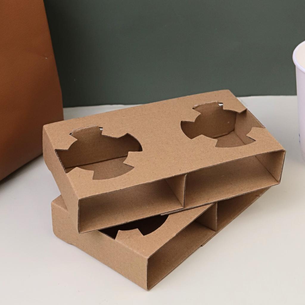 ถาดใส่แก้วน้ำ 2 ช่อง กระดาษลูกฟูก