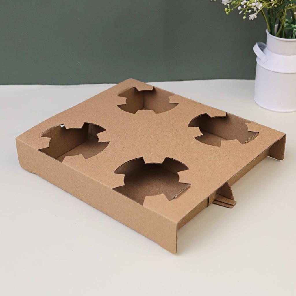 ถาดใส่แก้วน้ำ 4 ช่อง กระดาษลูกฟูก