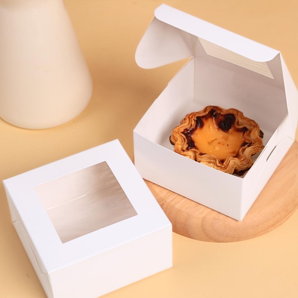 กล่องทาร์ตไข่ สีขาว 10x10x5.5 ซม.