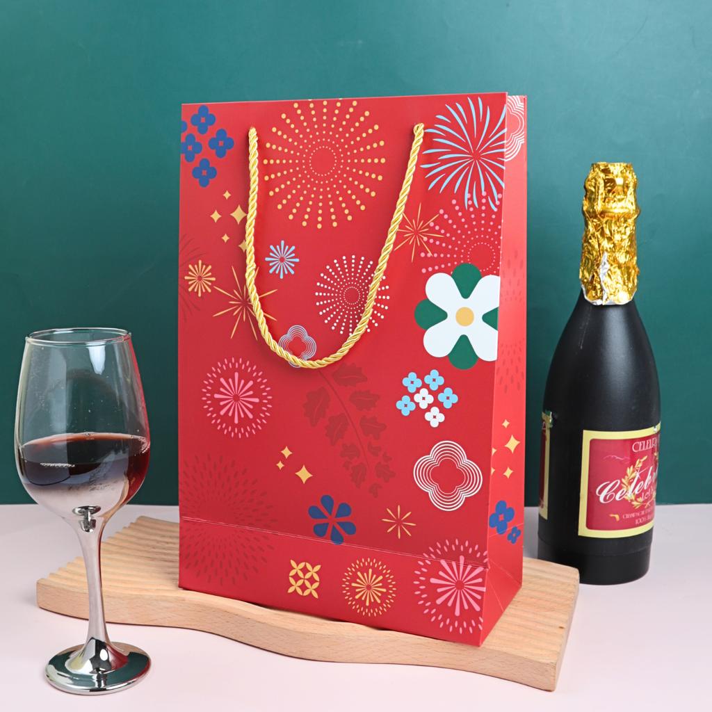 ถุงใส่ขวดไวน์ ลาย Joyful Hana ขนาด 23x10.5x35 ซม.