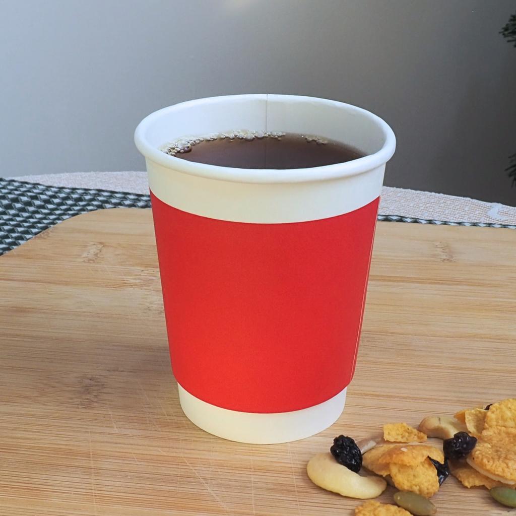 แก้วกระดาษ 2 ชั้น สีแดง (Double Wall) ขนาด 8 oz.