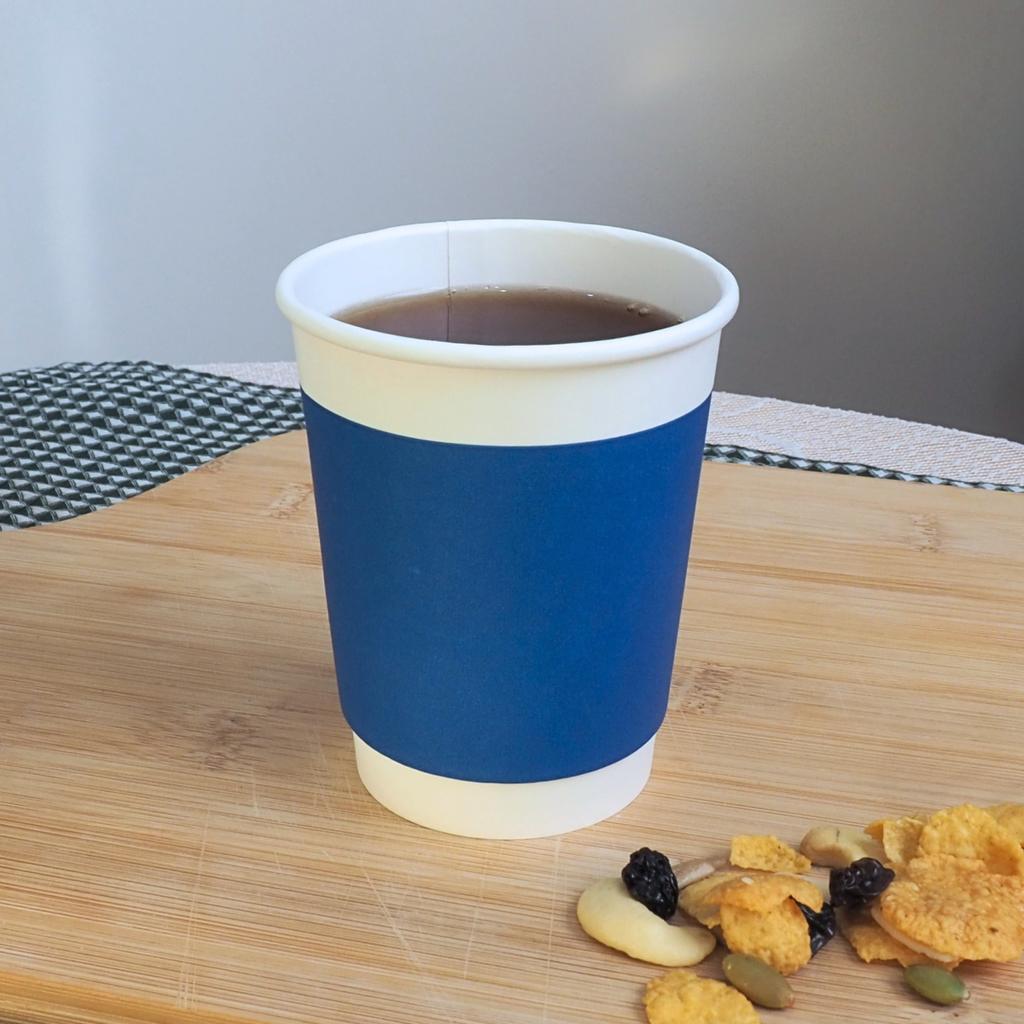 แก้วกระดาษ 2 ชั้น สีน้ำเงิน (Double Wall) ขนาด 8 oz.