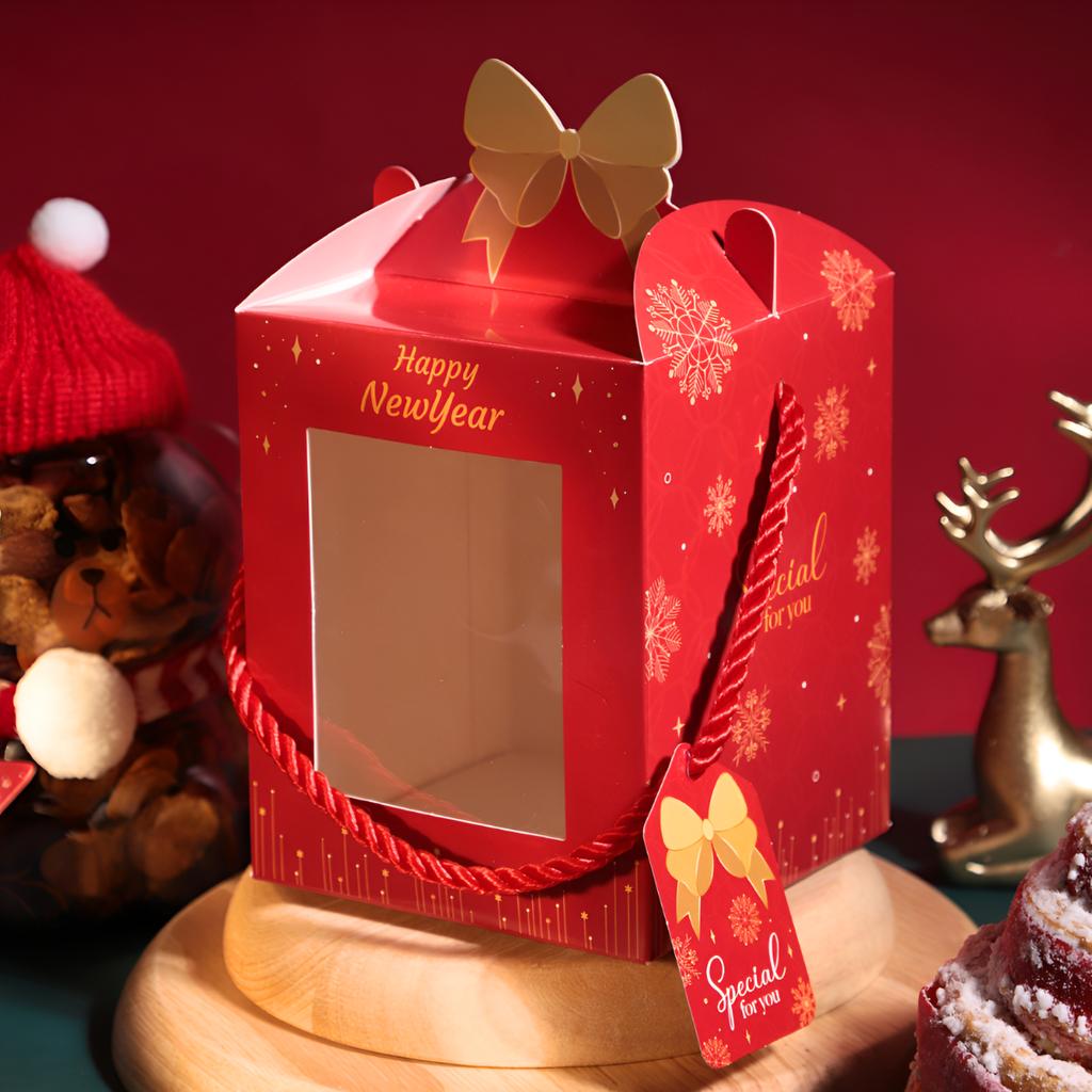 กล่องคุกกี้หูหิ้ว ลาย New year special 10.5x10.5x13 ซม.