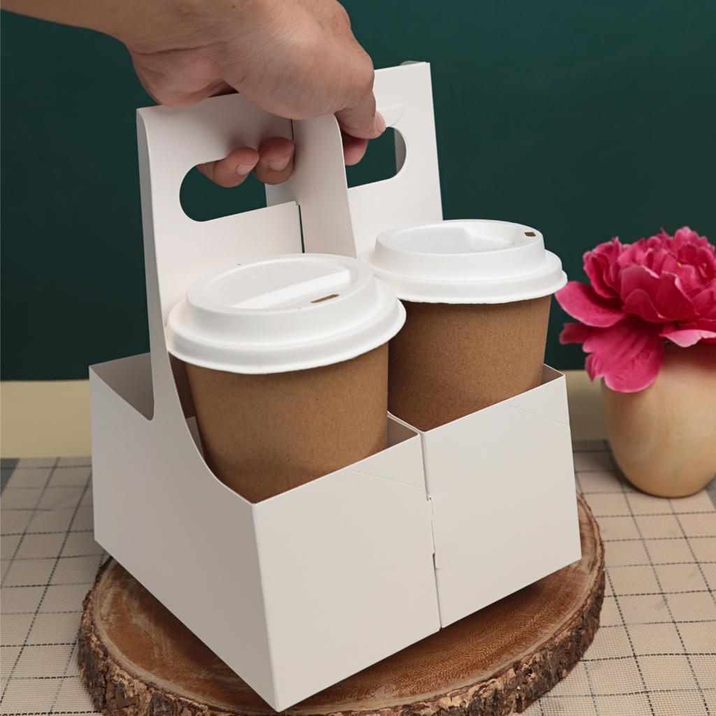 กล่องใส่แก้วหูหิ้ว 2 ช่อง สีขาว