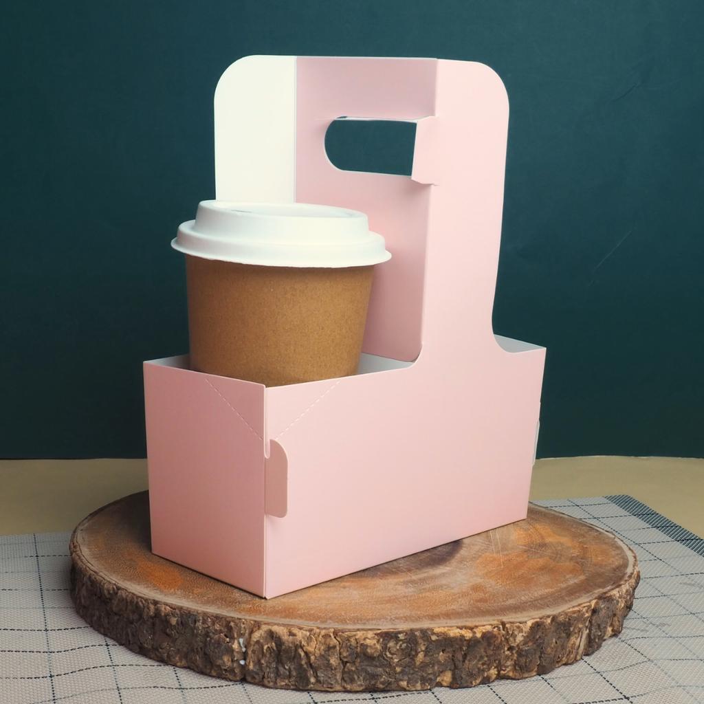 กล่องใส่แก้วหูหิ้ว 2 ช่อง สีชมพู