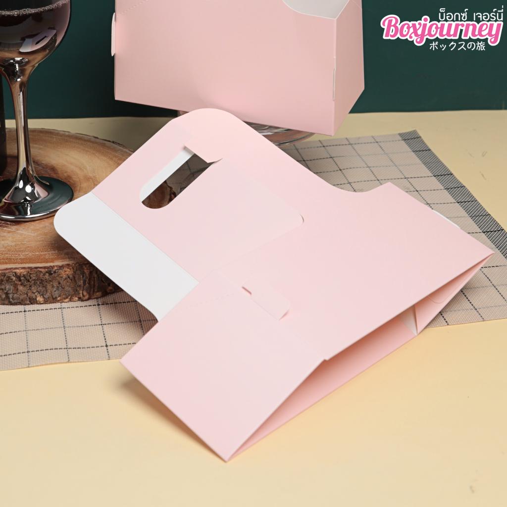 กล่องใส่แก้วหูหิ้ว 2 ช่อง สีชมพู