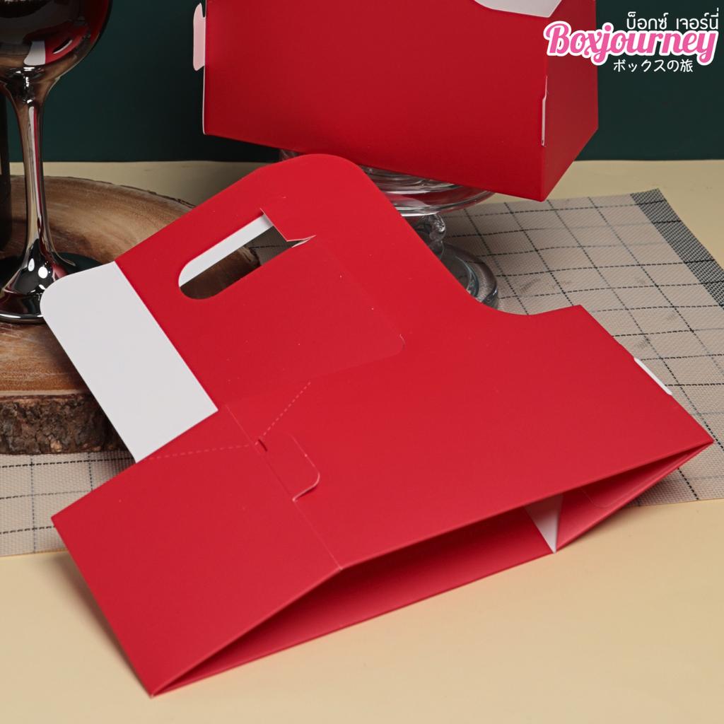 กล่องใส่แก้วหูหิ้ว 2 ช่อง สีแดง