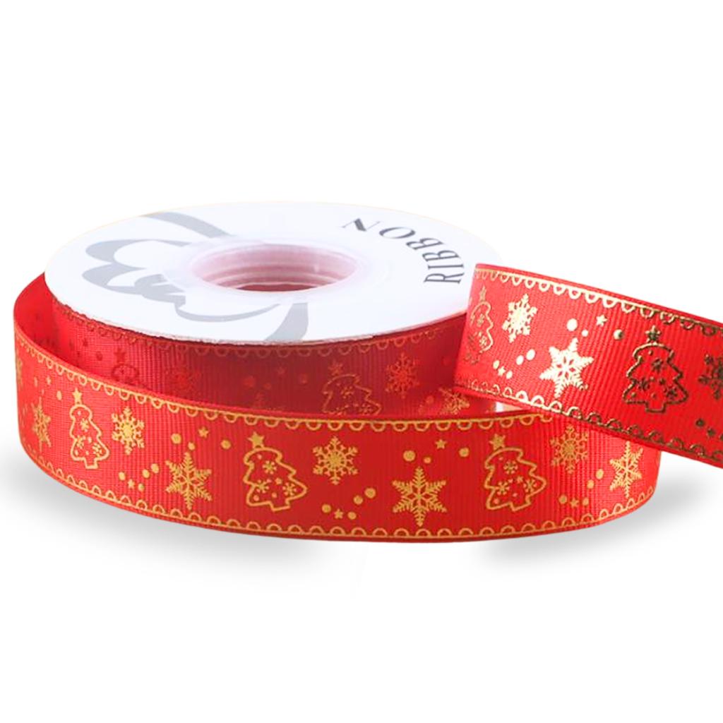 ริบบิ้นลายคริสต์มาส สีแดง 03 ขนาด 2.5 ซม. x 22.8 เมตร