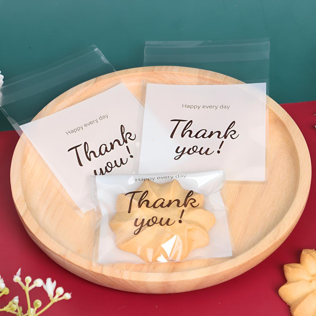 ถุงคุกกี้ปากกาว ลาย Thank you 01 ขนาด 7x7ซม.