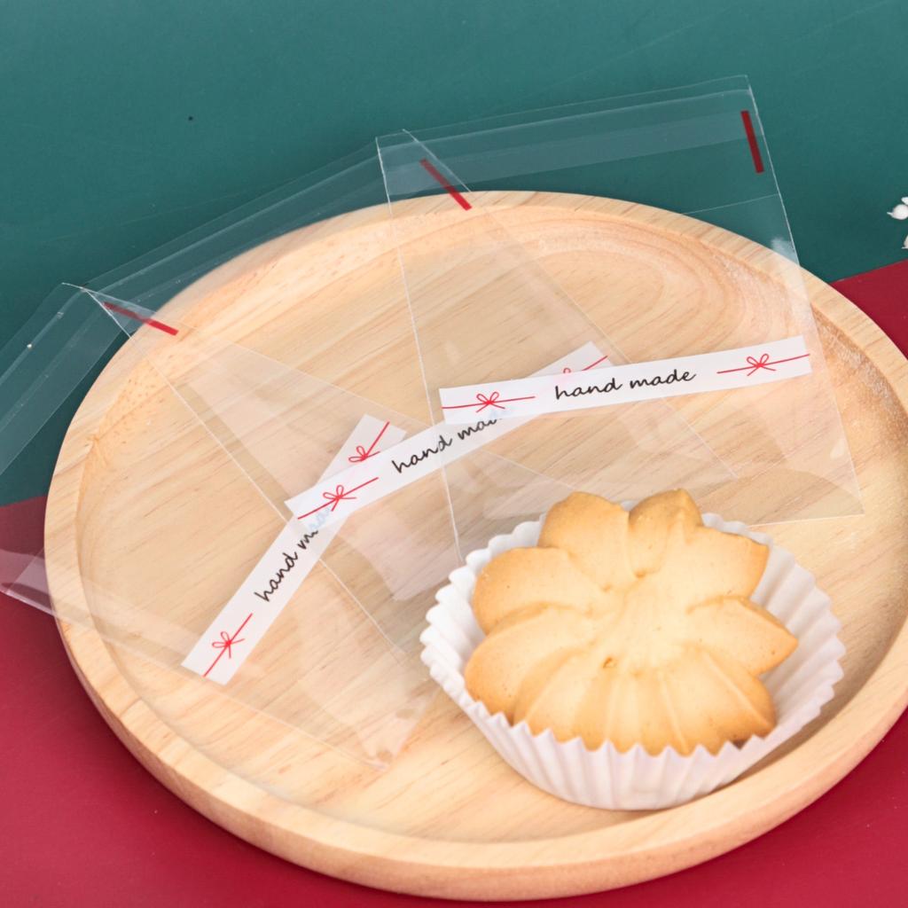 ถุงคุกกี้ปากกาว ลาย Hand made ขนาด 7x7 ซม.