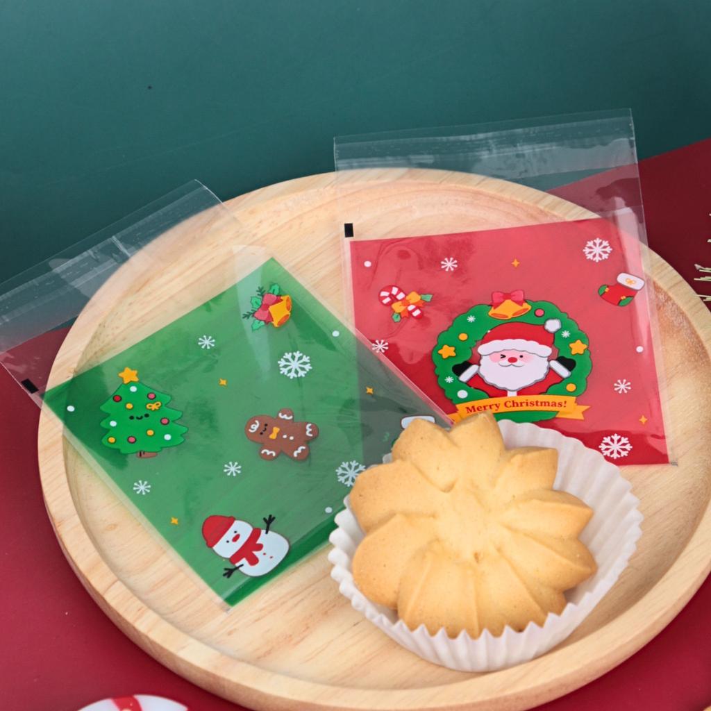 ถุงคุกกี้ปากกาว ลาย Christmas 02 ขนาด 7x7 ซม.