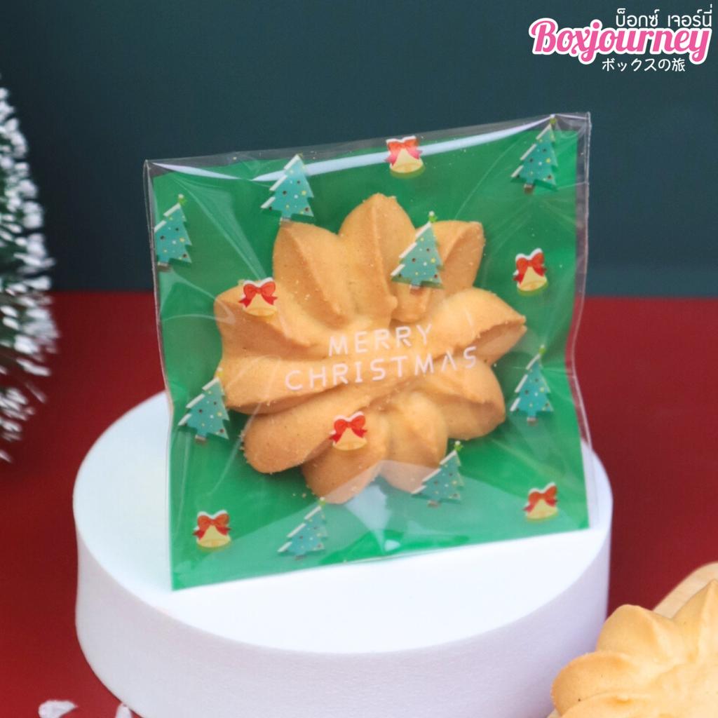 ถุงคุกกี้ปากกาว ลาย Christmas 04 ขนาด 7x7 ซม.