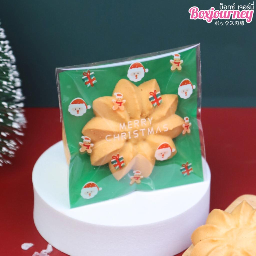 ถุงคุกกี้ปากกาว ลาย Christmas 04 ขนาด 7x7 ซม.