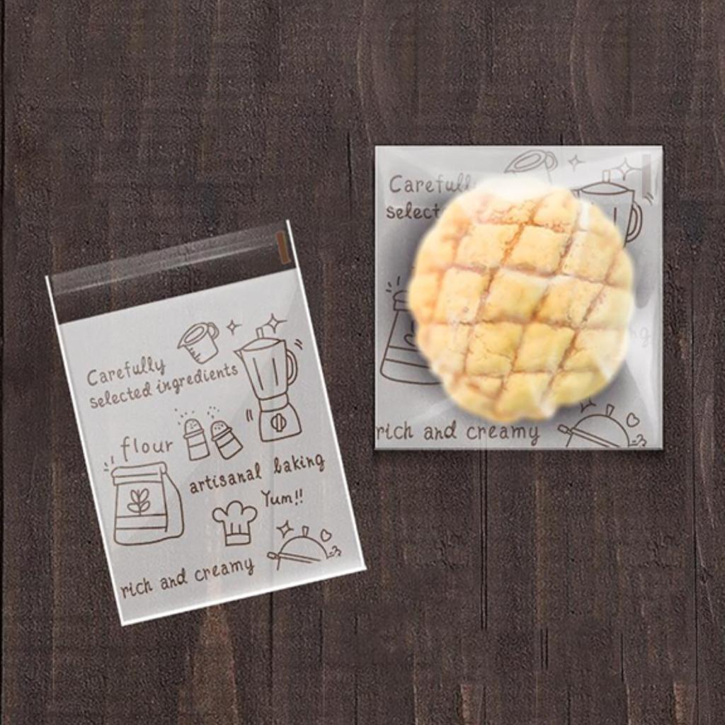 ถุงขนมปังปากกาว ลาย Bakery coffee ขนาด 15x18 ซม.