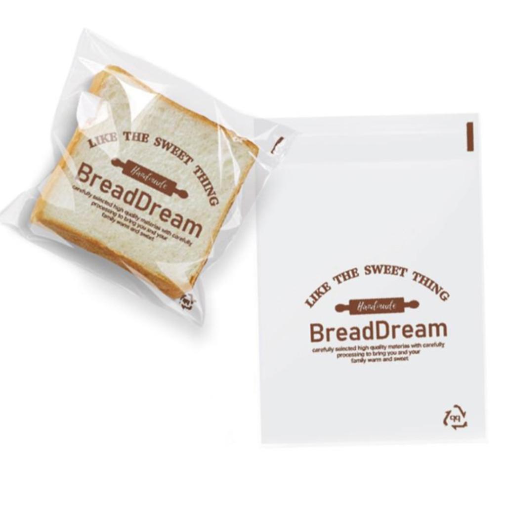 ถุงขนมปังปากกาว ลาย Bread dream ขนาด 15x18 ซม.
