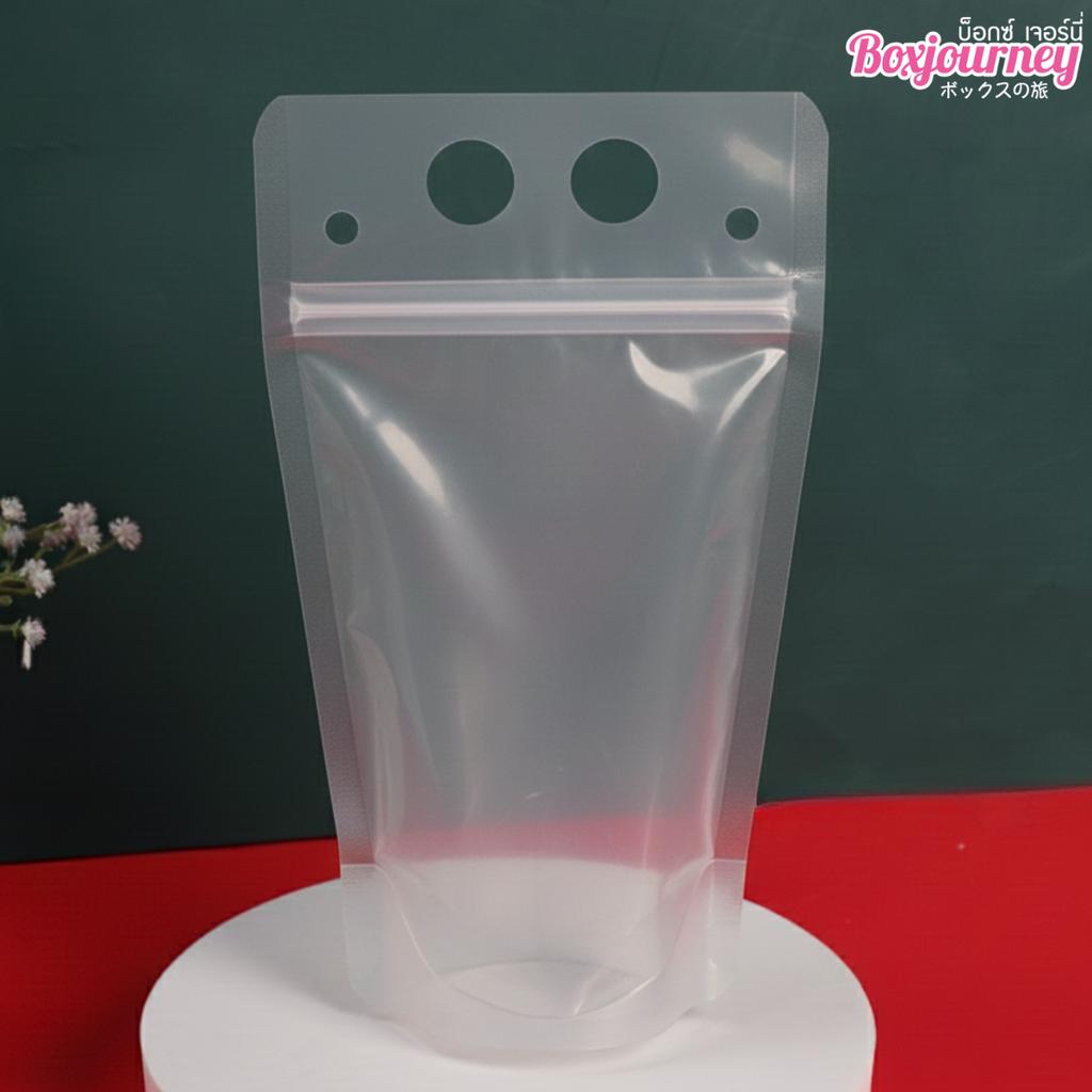 ถุงซิปล็อคใส่น้ำ มีหูหิ้ว 500 ml.