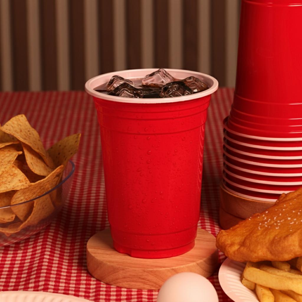 แก้วปาร์ตี้พลาสติก สีแดง ขนาด 16 oz.