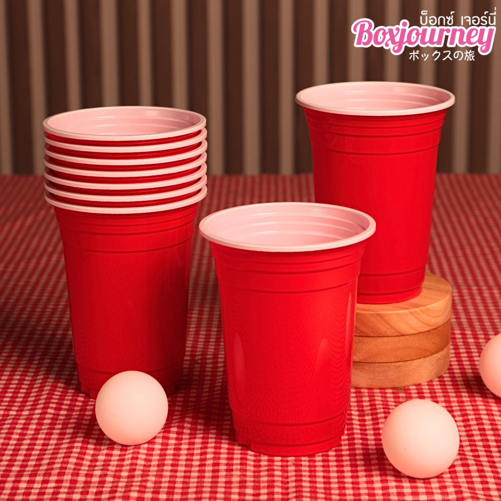 แก้วปาร์ตี้พลาสติก สีแดง ขนาด 16 oz.