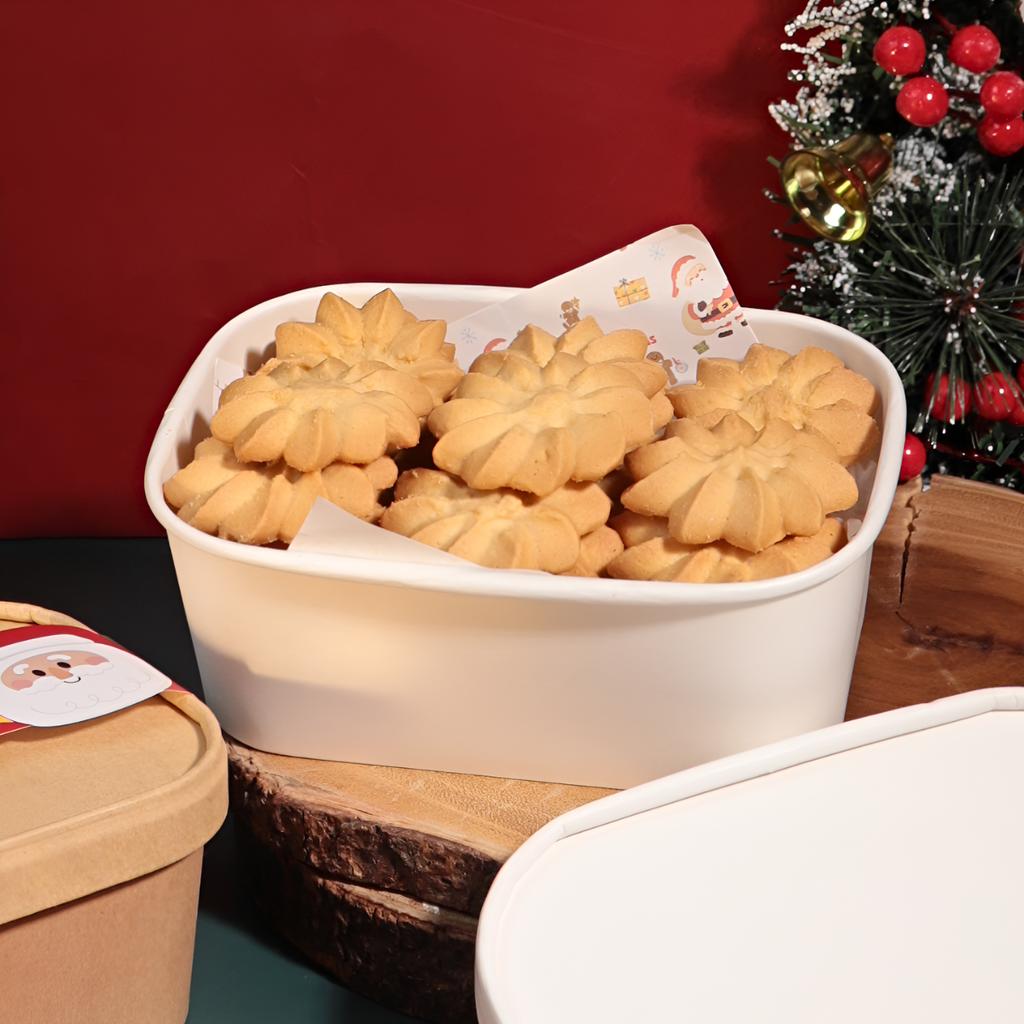 กล่องอาหารสีขาววงรี ขนาด 750 ml. พร้อมฝากระดาษ