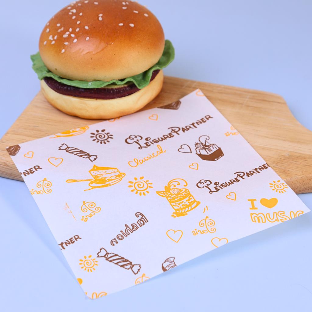 กระดาษรองอาหาร ลายเบเกอรี่ 01  6 x 6 นิ้ว (กันซึม)